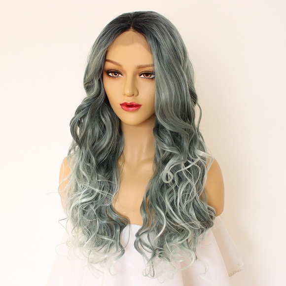 New arrival mixed green color wavy lace front wigs - Picture 3 of 6
